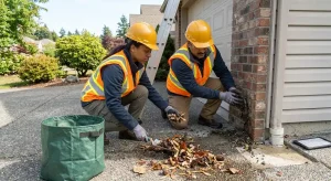 engineers removing debris by hand