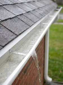 a cleaned gutter after clearing the debris
